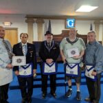On March 2, 2022 members of Bellevue Lodge presented Br. John Fikkers and Br. Jesse H. Winn II with their Titanium Trowels and Certificates. Mentors are Br. Dan Alati and W.B. Bill Pickle.